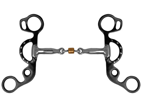 Showman® Short Shank Three-Piece Sweet Iron Snaffle with Copper Roller