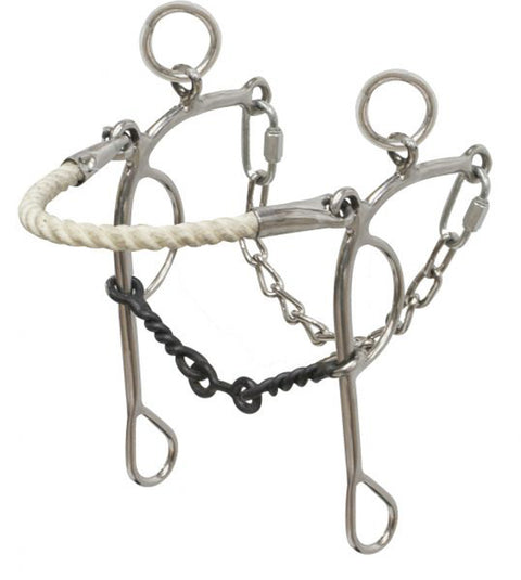 Showman® Stainless Steel Dog Bone Rope Nose Combo Hackamore/Gag