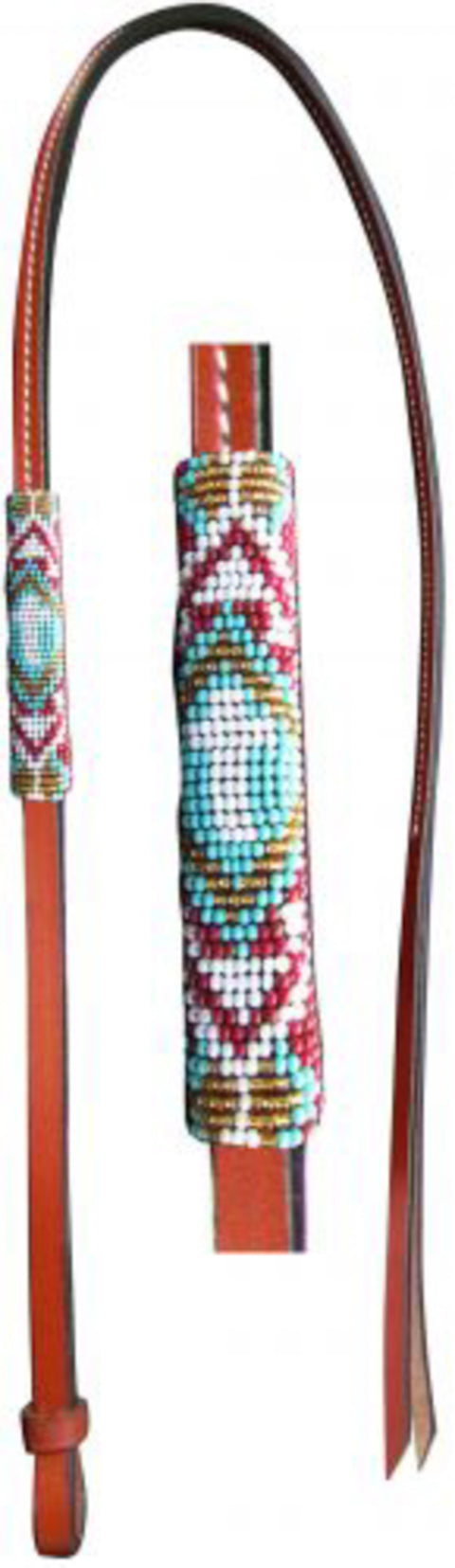 Showman® Leather Over & Under Whip with Beaded Cross