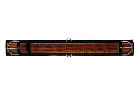 Showman® Basketweave Tooled Straight Neoprene-Bottom Girth