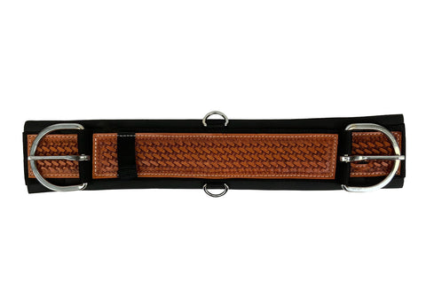 Showman® Pony Basketweave Tooled Straight Neoprene-Bottom Girth