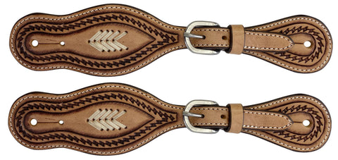 Showman® Men’s Argentinian Cow Leather Embossed Western Spur Straps