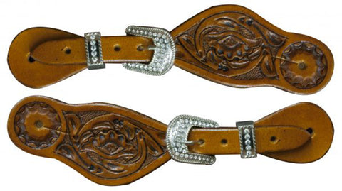 Showman® Youth Size Floral-Tooled Spur Straps