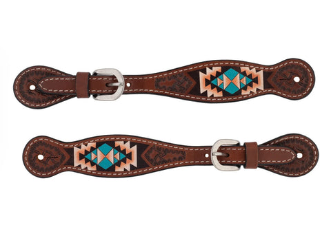 Weaver Leather® Ladies’ Turquoise Cross Aztec Spur Straps