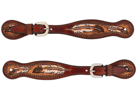 Weaver Leather® Ladies’ Turquoise Cross Coco Feather Spur Straps