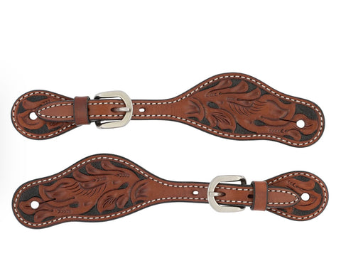 Weaver Leather® Ladies’ Turquoise Cross Floral-Carved Spur Straps