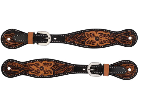Weaver Leather® Ladies’ Turquoise Cross Floral-Tooled Spur Straps