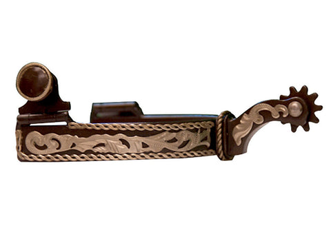 Men’s Western Show Spurs with Engraved Rope Border