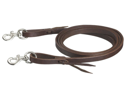 Tough1® Premium Harness Leather Roping Reins with Water Loop Snap Ends