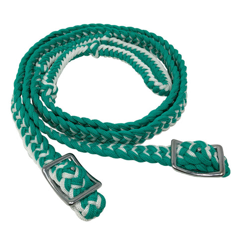 Teal & White Braided Nylon Contest Reins
