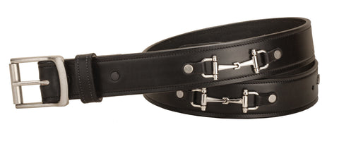Tory Leather 1 1/2" Belt with Nickel Snaffle Bits