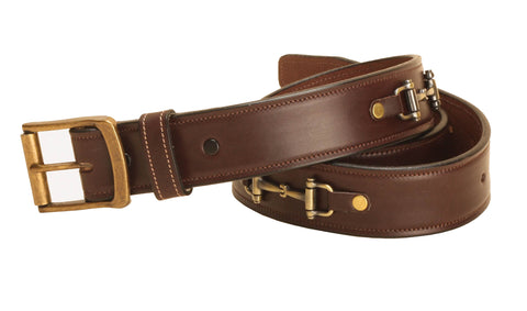Tory Leather 1 1/2" Belt with Nickel Snaffle Bits