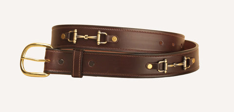 Tory Leather 1 1/2" Belt with Nickel Snaffle Bits