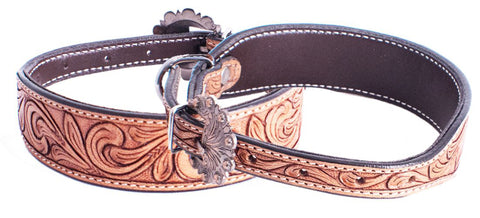 Showman Couture™ Leaf-Tooled Leather Dog Collar