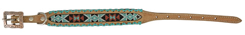 Showman Couture™ Genuine Leather Dog Collar with Beaded Inlay