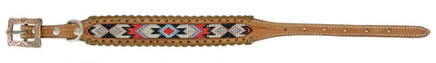 Showman Couture™ Genuine Leather Dog Collar with Beaded Inlay