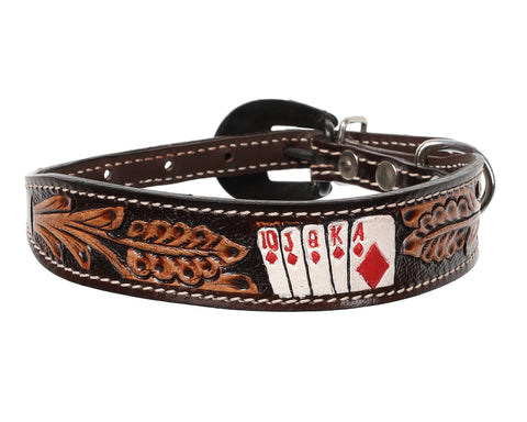 Showman® Diamond Flush Leather Dog Collar