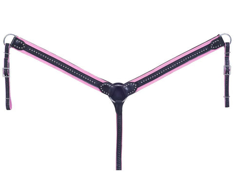 King Series Nylon Breastcollar with Leather Overlay & Silver Dots