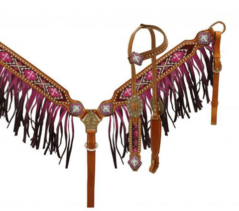 Showman® Ombré Fringe Headstall & Breast Collar Set