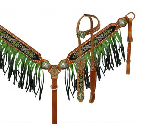 Showman® Ombré Fringe Headstall & Breast Collar Set