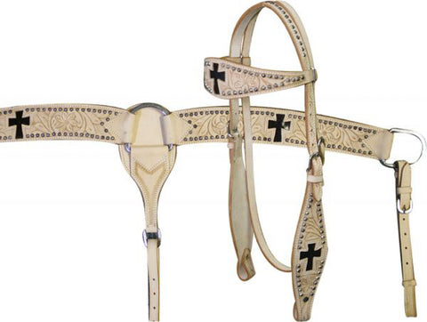 Showman® Leather Browband Headstall & Breast Collar Set