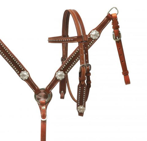 Showman® Pony Headstall & Breast Collar Set with Silver Conchos