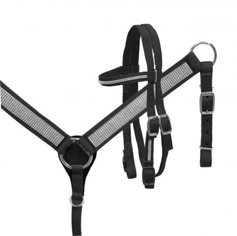 Showman® Mini/Small Pony Nylon Headstall & Breast Collar Set with Crystals