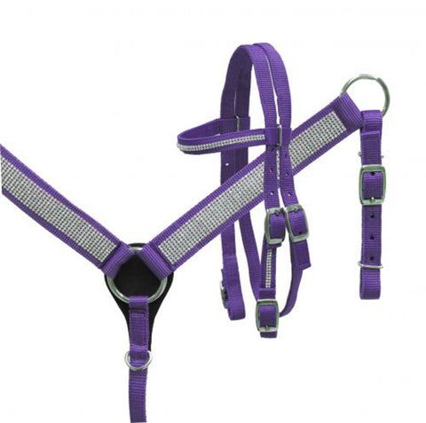 Showman® Mini/Small Pony Nylon Headstall & Breast Collar Set with Crystals