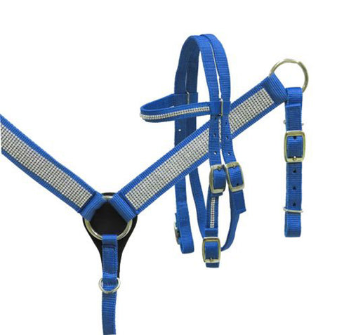 Showman® Mini/Small Pony Nylon Headstall & Breast Collar Set with Crystals