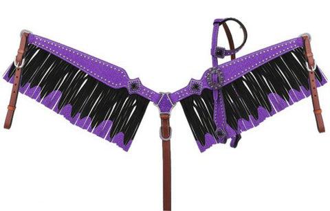 Showman® Glitter Overlay Leather Headstall, Reins & Breast Collar Set
