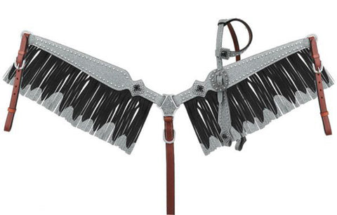 Showman® Glitter Overlay Leather Headstall, Reins & Breast Collar Set