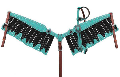 Showman® Glitter Overlay Leather Headstall, Reins & Breast Collar Set