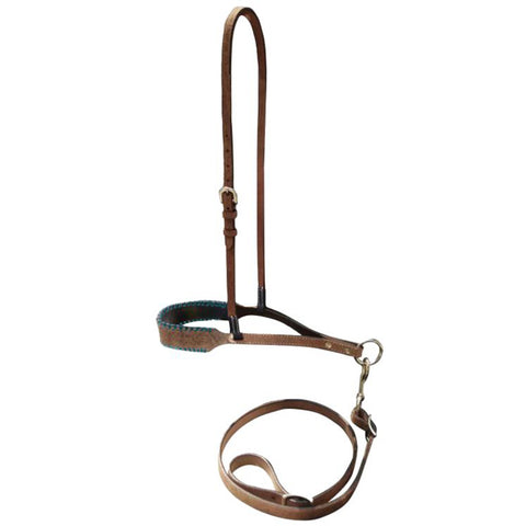 Showman® Leather Noseband & Tie Down with Colorful Rawhide Lacing