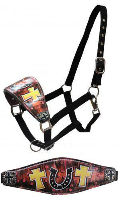 Showman® Horseshoe & Cross Bronc Halter
