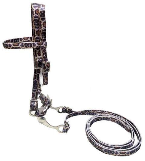 Showman® Premium Nylon Python Print Browband Headstall, Reins & Bit