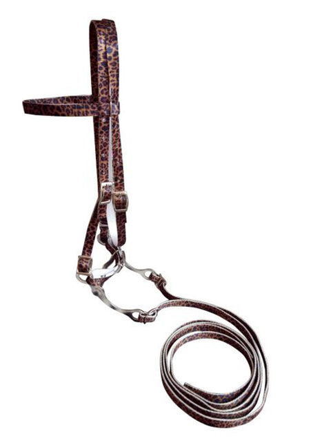 Showman® Cheetah Print Nylon Browband Headstall, Reins & Bit