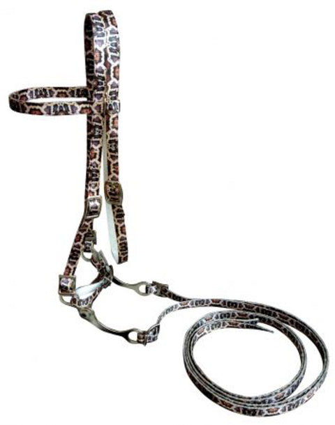 Showman® Premium Nylon Python Print Browband Headstall, Reins & Bit