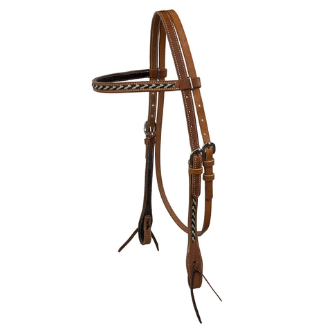 Showman® Argentinian Cow Leather Browband Headstall with Rawhide Accents