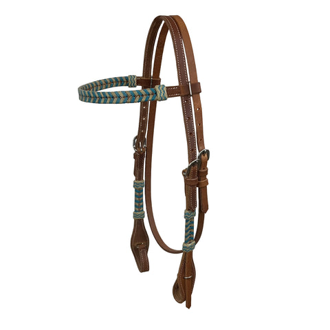 Showman® Argentinian Cow Leather Browband Headstall with Rawhide Accents