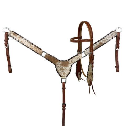 Showman® Cattle Country Browband Cowhide Headstall & Breastcollar Set