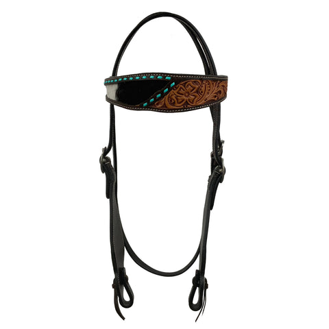 Showman® Floral Tool & Hide Argentinian Cow Leather Browband Headstall