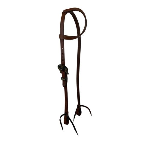 Showman® Oiled Harness Leather Single Ear Headstall with Designer Buckle & Keeper