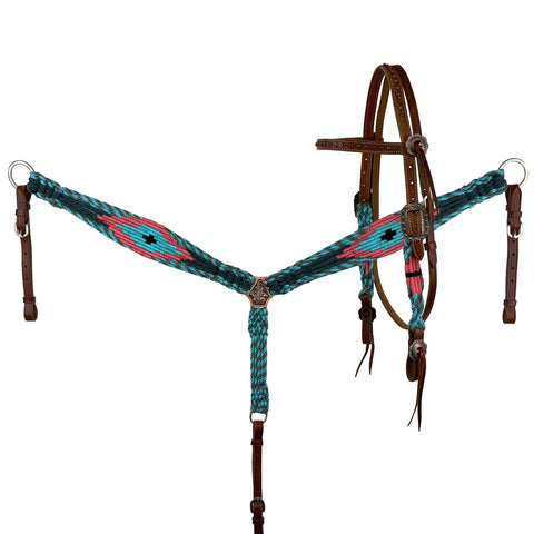 Showman® Tropical Corded Mohair Browband Headstall & Breastcollar Set