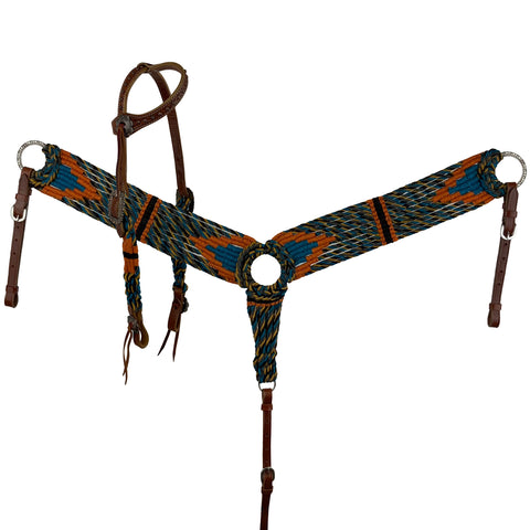 Showman® Sunset Corded Mohair One-Ear Headstall & Breastcollar Set