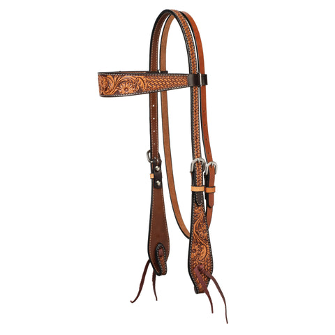 Weaver Leather® Turquoise Cross Floral-Tooled Browband Headstall
