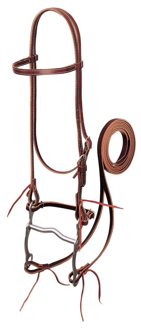 Weaver Leather® Latigo Leather Browband Bridle with Single Cheek Buckle