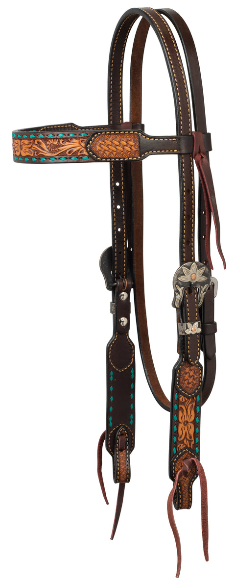 Weaver Leather® Turquoise Cross Floral Buckstitch 5/8" Headstall