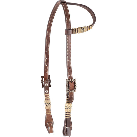 Cashel® Rawhide Slip Ear Headstall with Square Flower Buckles