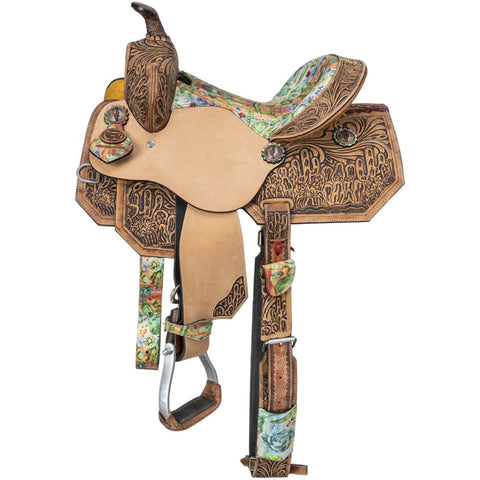 Silver Royal Cactus Barrel Saddle, 13" Seat