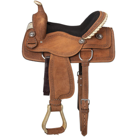 King Series Roughout Saddle with Barbwire Tooling 14"